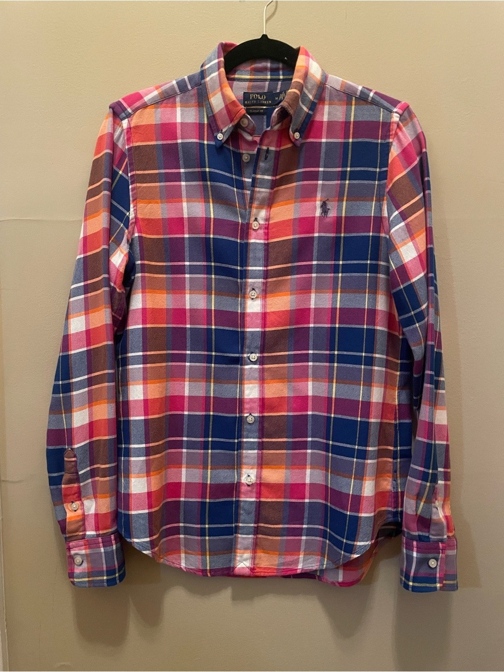 Polo Ralph Lauren Georgia Classic Fit Plaid Flannel Brushed Cotton Twill Shirt M